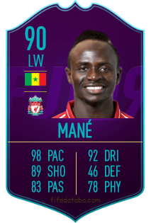 Sadio Mané FIFA 19 Rating, Card, Price