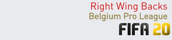 FIFA 20 Belgium Pro League Best Right Wing Backs (RWB) Ratings