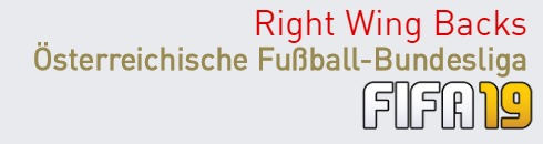 FIFA 19 Österreichische Fußball-Bundesliga Best Right Wing Backs (RWB) Ratings