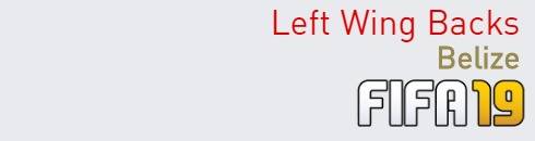 FIFA 19 Belize Best Left Wing Backs (LWB) Ratings