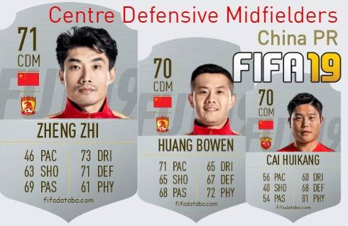 FIFA 19 China PR Best Centre Defensive Midfielders (CDM) Ratings