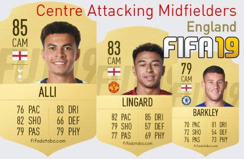 FIFA 19 England Best Centre Attacking Midfielders (CAM) Ratings