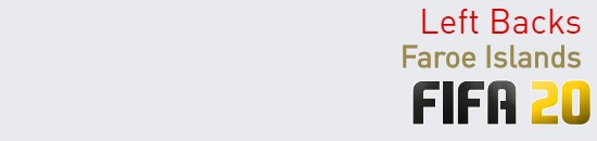 FIFA 20 Faroe Islands Best Left Backs (LB) Ratings