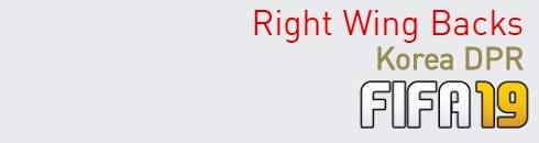 FIFA 19 Korea DPR Best Right Wing Backs (RWB) Ratings