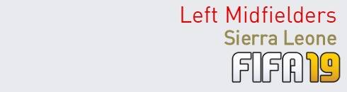 FIFA 19 Sierra Leone Best Left Midfielders (LM) Ratings