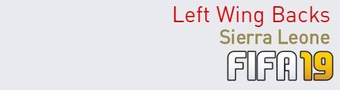 FIFA 19 Sierra Leone Best Left Wing Backs (LWB) Ratings