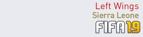 FIFA 19 Sierra Leone Best Left Wings (LW) Ratings