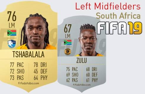 FIFA 19 South Africa Best Left Midfielders (LM) Ratings