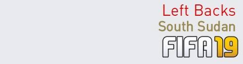 FIFA 19 South Sudan Best Left Backs (LB) Ratings