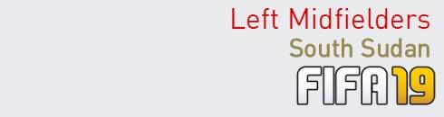 FIFA 19 South Sudan Best Left Midfielders (LM) Ratings