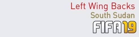 FIFA 19 South Sudan Best Left Wing Backs (LWB) Ratings