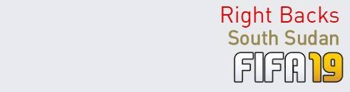 FIFA 19 South Sudan Best Right Backs (RB) Ratings