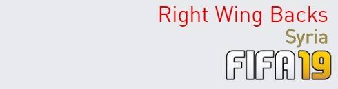 FIFA 19 Syria Best Right Wing Backs (RWB) Ratings