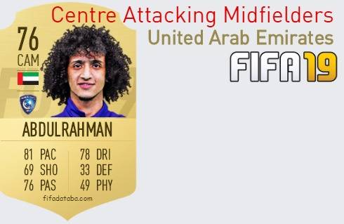 FIFA 19 United Arab Emirates Best Centre Attacking Midfielders (CAM) Ratings