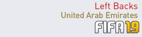 FIFA 19 United Arab Emirates Best Left Backs (LB) Ratings