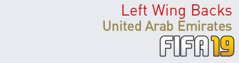 FIFA 19 United Arab Emirates Best Left Wing Backs (LWB) Ratings