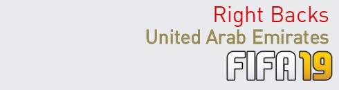 FIFA 19 United Arab Emirates Best Right Backs (RB) Ratings