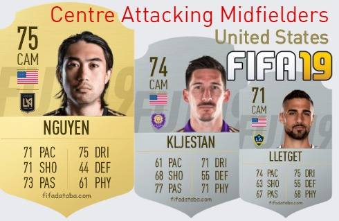 FIFA 19 United States Best Centre Attacking Midfielders (CAM) Ratings