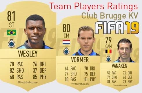 Club Brugge KV FIFA 19 Team Players Ratings