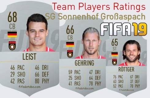 SG Sonnenhof Großaspach FIFA 19 Team Players Ratings