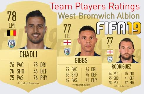 West Bromwich Albion FIFA 19 Team Players Ratings